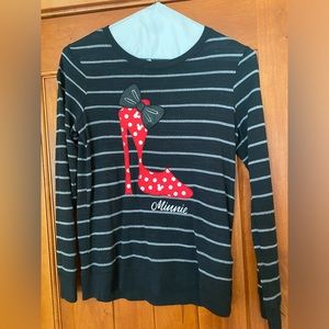 Brand: Disney Parks, size: small, black with gray stripes light sweater